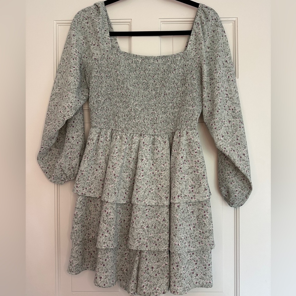 Entro Floral Smocked Tiered Dress